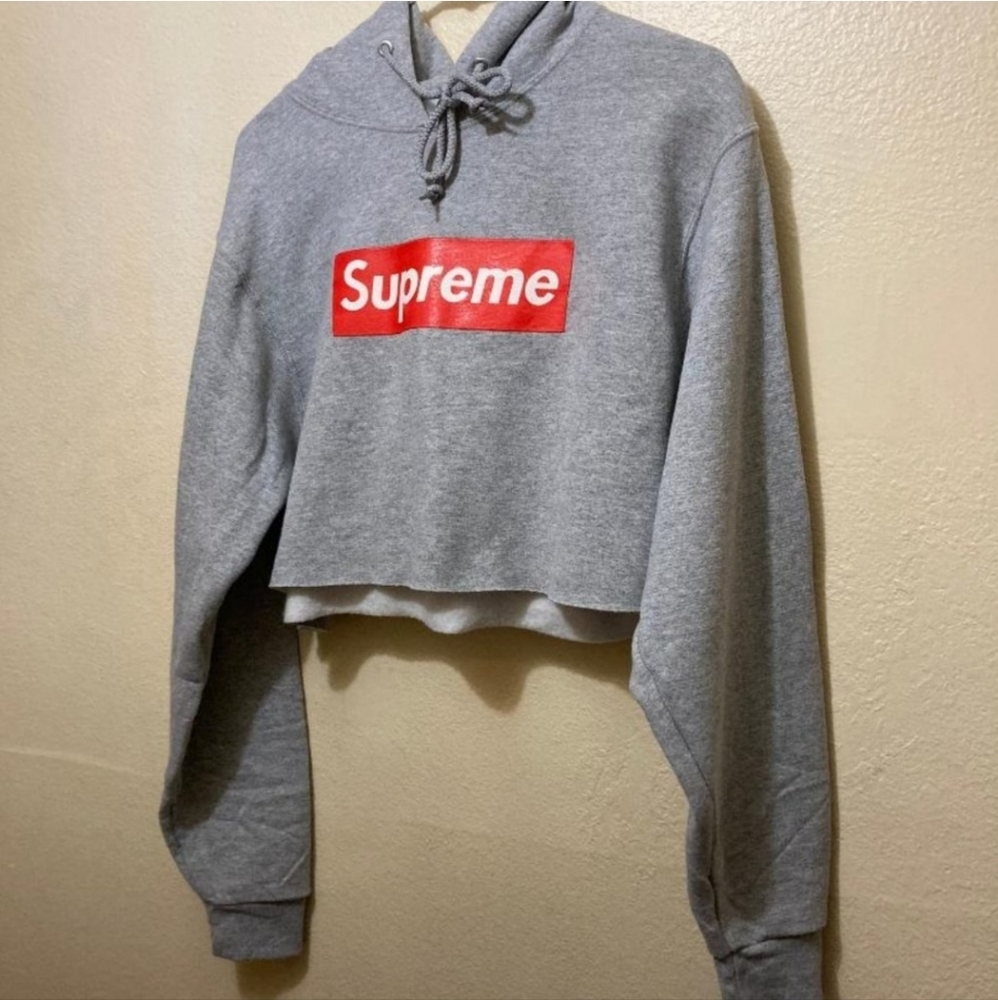 Supreme Heather Gray Cropped Hoodie Size Medium